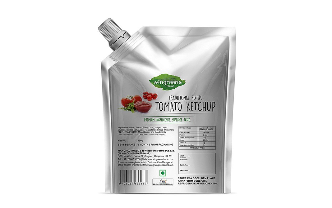 Wingreens Farms Tomato Ketchup    Pouch  450 grams